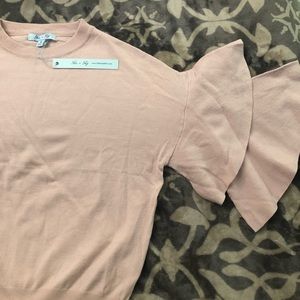 Blush sweater with ruffle detail